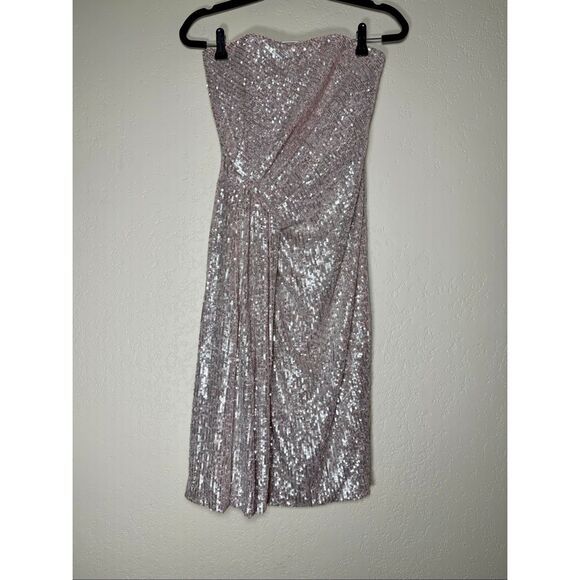 Black Halo Domino Sequin Strapless Cocktail Dress - Picture 4 of 9